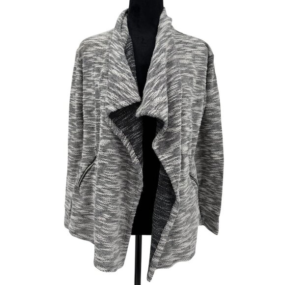 Motherhood Maternity Gray White Waterfall Cardigan Sweater Womens‎ M Textured - Picture 1 of 6